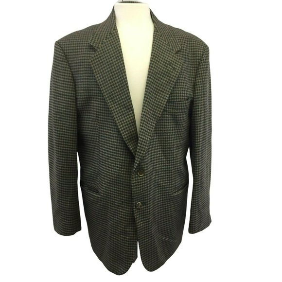 Options by Stafford Suit Jacket Blazer Sports Coat Mens Wool Tweed 44R Black Blu - Picture 1 of 6